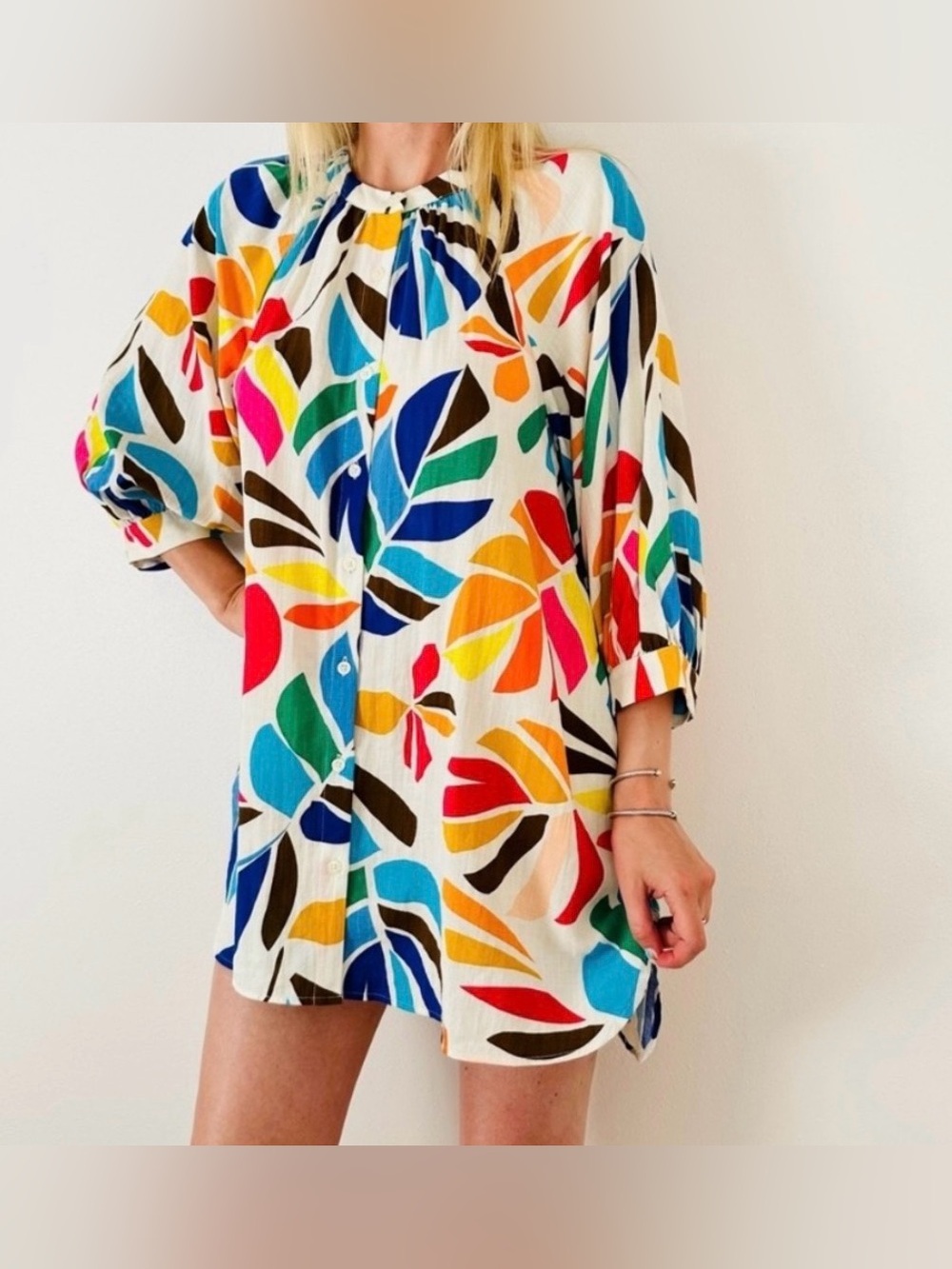 Tabitha Brown for Target Multicolor Botanical Print Tunic Dress XS
